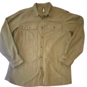 Burnside Olive Green Flannel Button-Up Shirt XL Heavyweight Workwear Style
